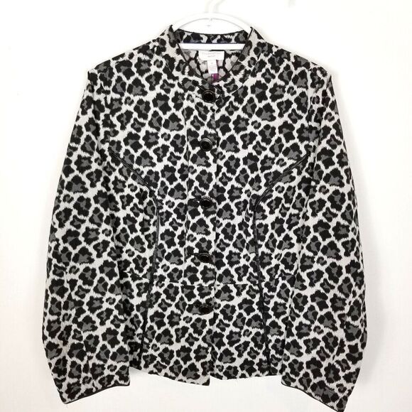 Charter Club Blazer Women Jacket Size 1X Animal Print Cheetah Buttons Career - Picture 1 of 4